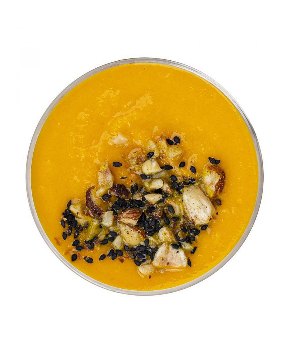 Crema Exótica de Zanahoria con Dukkah y Sésamo